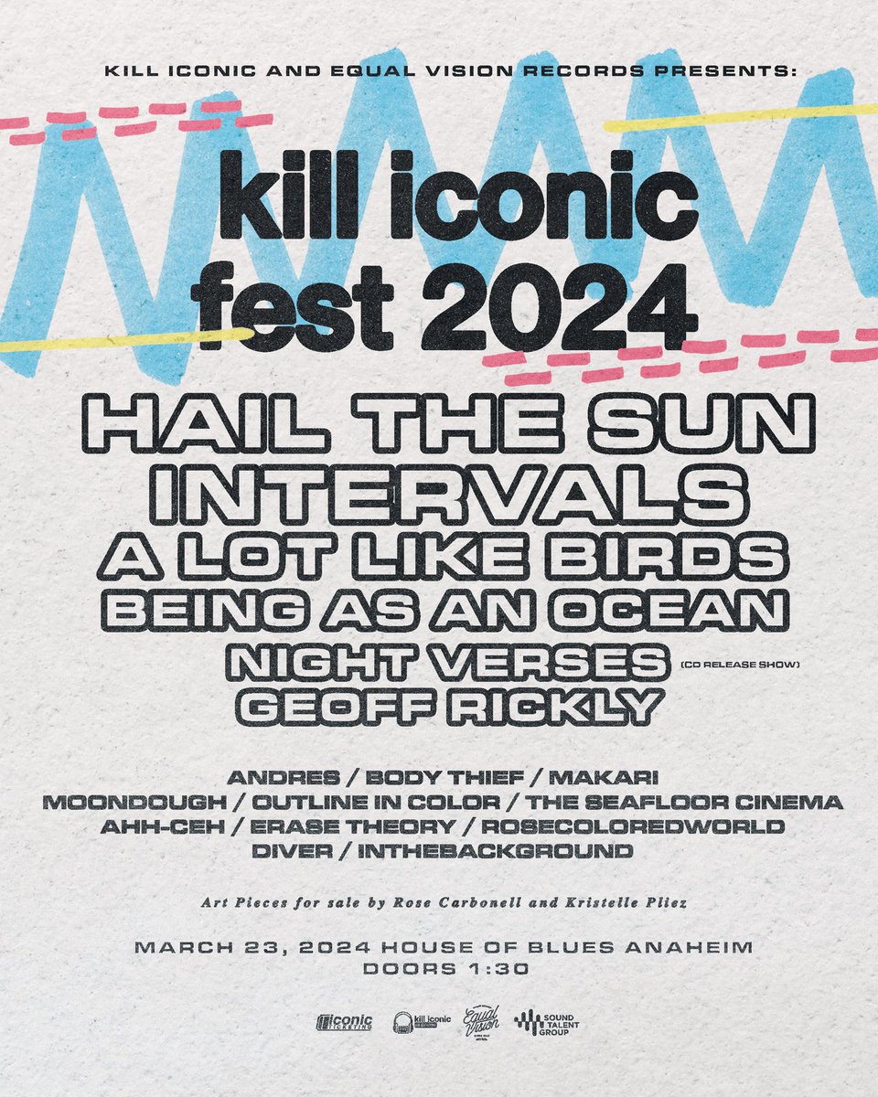 🐸FULL KILL ICONIC LINEUP OUT NOW🐸 no words to describe how stoked we are for this show and we got a few new things planned so you better come out 😈 TIX LINK: killiconicfest.com