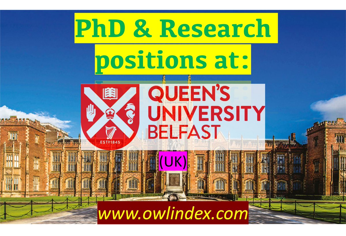 51 PhD & Research positions at the Queen's University Belfast (UK): owlindex.com/oi/SqWVak1t

#owlindex #PhD #PhDposition #phdresearch #phdjobs #Research #researchers #University #uk #ukjobs #queensuniversity #belfast #queens  #belfastjobs #Belfastjob @owlindex   @queensu