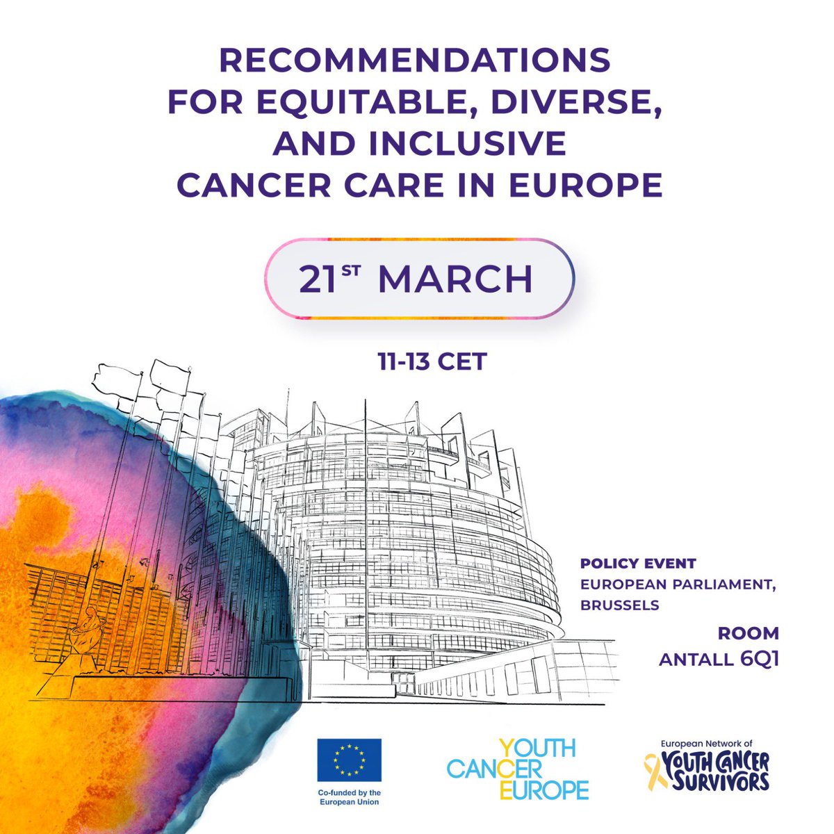 ❗Save the Date: March 21, 2024 🗓️ Join @CancerEurope at the European Parliament, Brussels for the launch of our “Recommendations for Equitable, Diverse and Inclusive Cancer Care in Europe” Policy Paper 🤩 👉 Register now here so we can save you a spot: forms.gle/s4NByUy7fY6bTY…