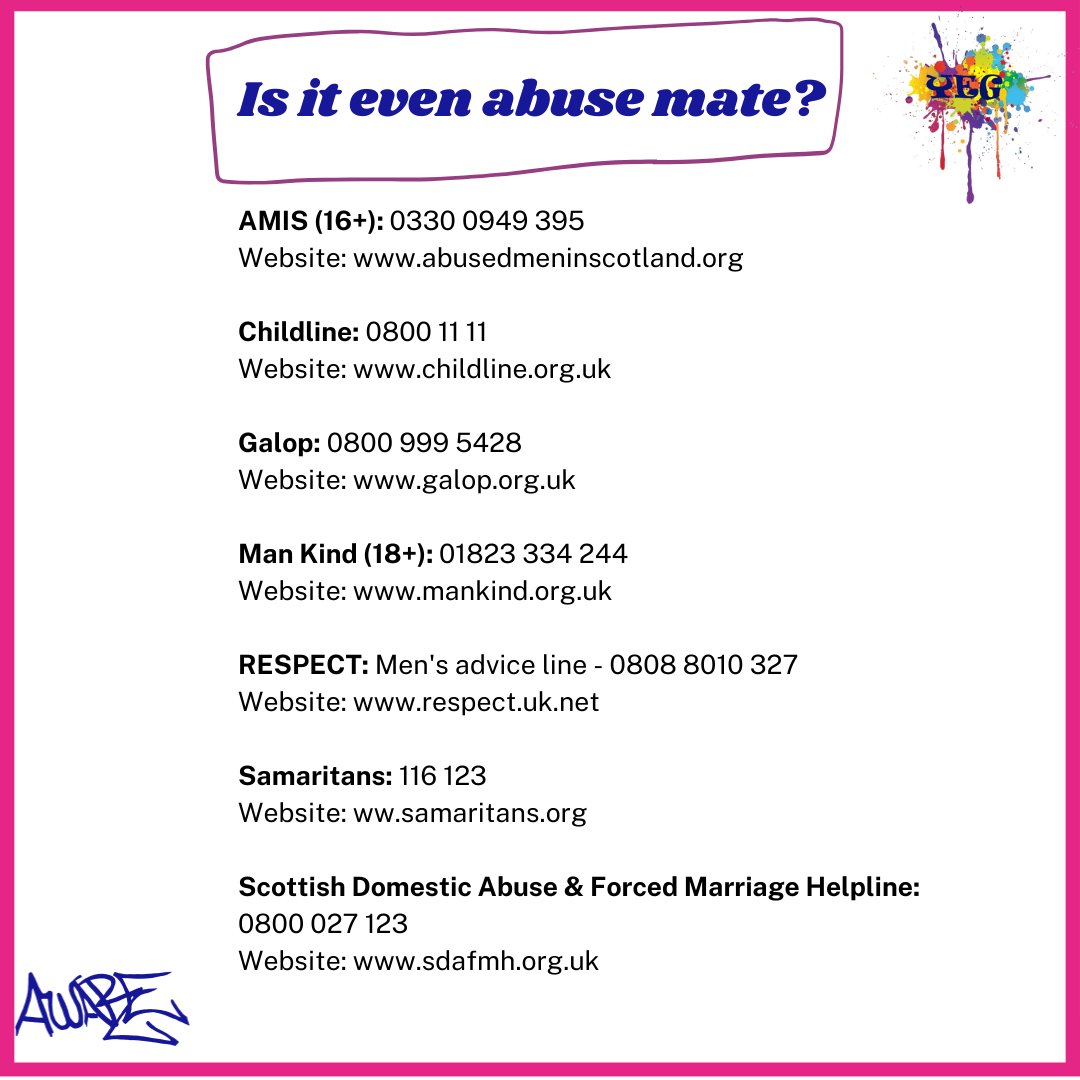 As previously mentioned there aren't that many services available for young boys experiencing domestic abuse in their own intimate relationships. #AWARE #Isitevenabusemate #LGBThistorymonth #Domesticabuse #Angus #CYP