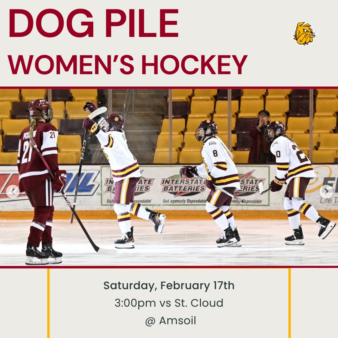 DOG PILE AT THE WOMEN'S HOCKEY GAME THIS SATURDAY!

Dog Pile is an initiative created by SAAC members to highlight one game per team for student-athletes to pack the stands.

TELL YOUR TEAMS! TELL YOUR FRIENDS! LET’S GET ROWDY📣🗣️