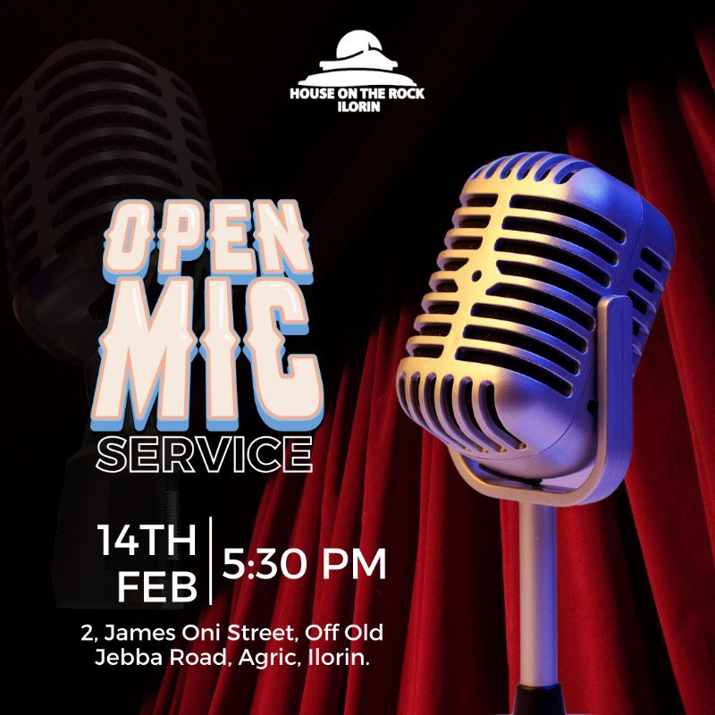 HOTR_Ilorin's tweet image. Hi Friends,
Join us this Wednesday @ Our OpenMic Val
Service; A platform to share your talents and thoughts that the Lord has given to you! 

Time: 5.30 pm
@ 2, James Oni Road, Off Old Jebba Road, Agric, Ilorin.

#ServiceInvite #HOTR #MidweekService #ValWednesday