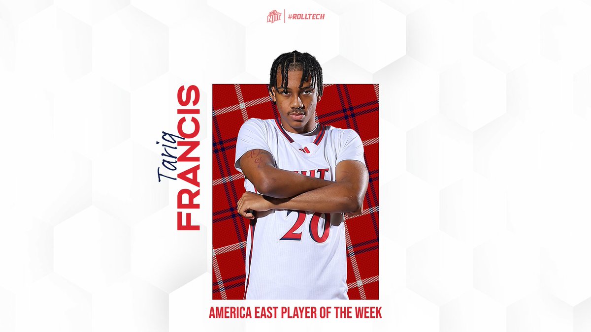 NJITHoops's tweet photo. 𝐓𝐡𝐞 𝐀𝐰𝐚𝐫𝐝𝐬 𝐖𝐨𝐧'𝐭 𝐒𝐭𝐨𝐩 𝐟𝐨𝐫 𝐓𝐚𝐫𝐢𝐪 𝐅𝐫𝐚𝐧𝐜𝐢𝐬...

🏅 America East Player of the Week
🏅 America East Rookie of the Week
🏅 College Insider Inc. Lou Henson Mid-Major Player of the Week 
🏅 Met Basketball Writers Division I Player of the Week

🤝 @Riq_412 https://t.co/aVGhfGfALt