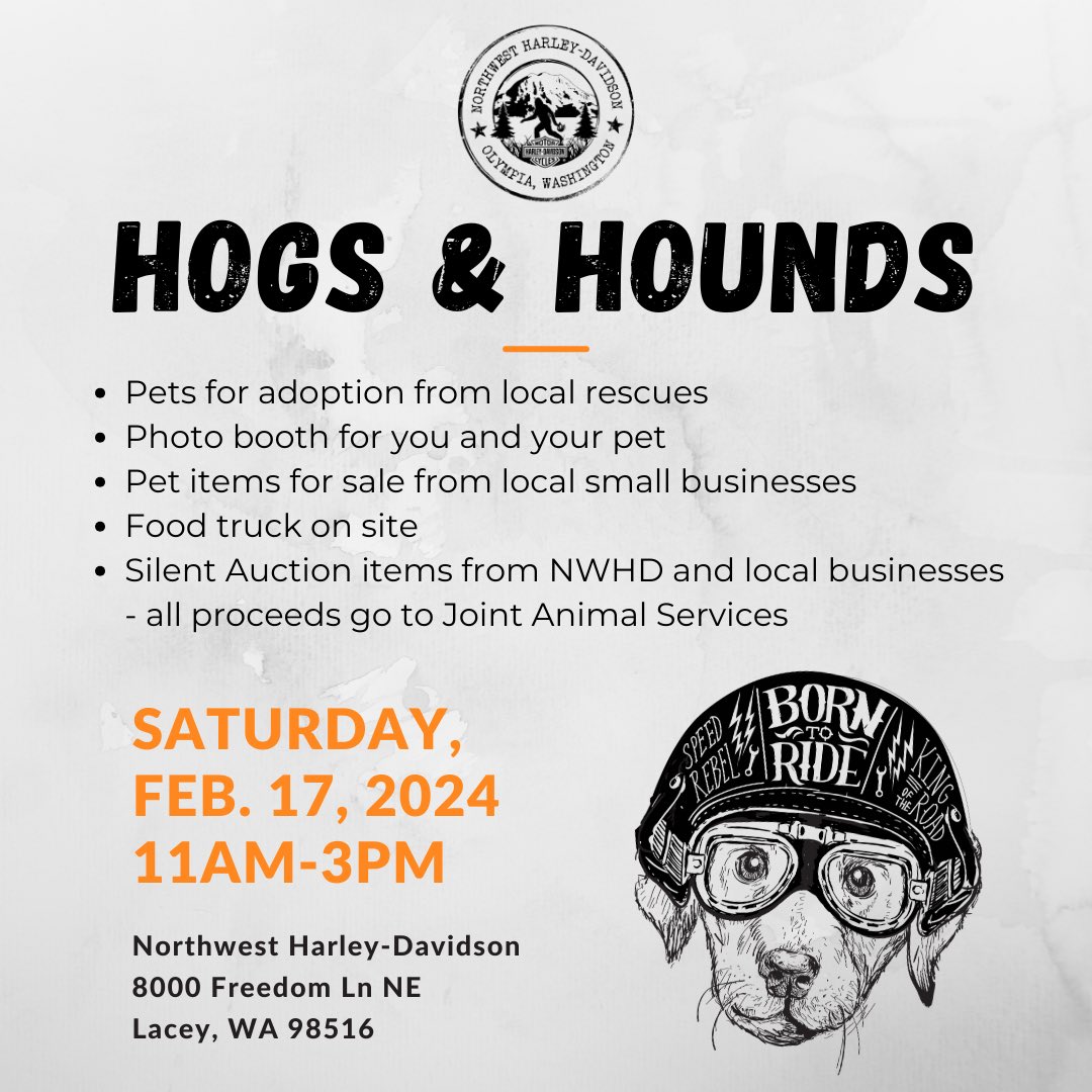LaceyPolice's tweet photo. Come check out #HogsAndHounds at #NWHarleyDavidson this Saturday! We will be there from 11-3! Trip has the weekend off, but there will be lots of adoptable dogs there looking for a forever family! #AdoptionEvent #YouNeedADog #OrTwo #LaceyPD https://t.co/laJsWOmoJz