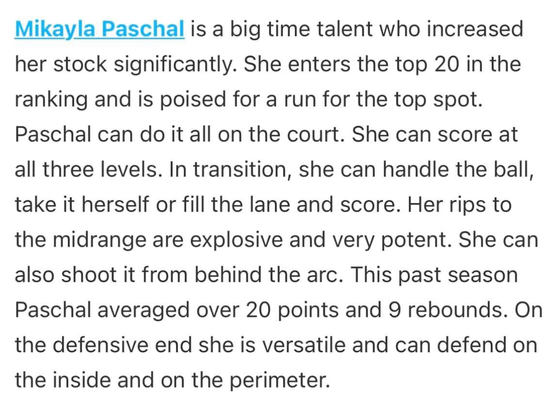 Congratulations to @ETYBA @TeamDupree F @mikayla_paschal on her junior year. She is really developing into the player she wants to be and others are noticing. Moving into @PGHFlorida top player in Florida in the 2025 class. It’s up from here. @SUTSReport @FAUWBB @IowaWBB