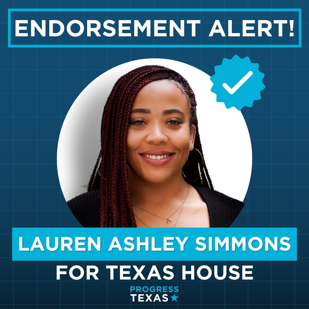 ProgressTX's tweet photo. #ProgressTexas Endorsement Alert! @LASimmonsTX146 will take her union and public education fight to the #txlege, when she unseats the Democrat who votes with Gov. Abbott to take away our rights and destroy our public schools.

#2024PrimaryElection #Endorsement #Progressive https://t.co/Nbn5ih1wAy