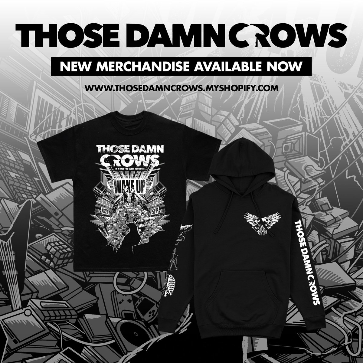 Crowfamily! As first seen at Winters End earlier this month, these brand new merch items (and more) are now available for immediate dispatch from thosedamncrows.myshopify.com Go get ‘em ⚡️