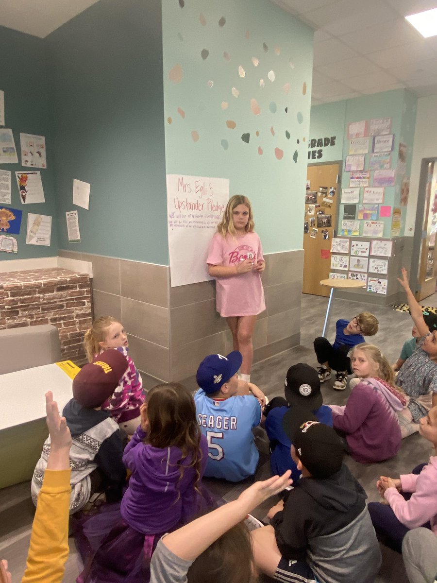 raynie_mclaurin's tweet photo. This week in 3rd grade we are focusing on bullying vs unkind behaviors and how to be an upstander! I am super proud of these students for leading their own learning by creating a class upstander pledge❤️ #LIM #careclass #CSESpower @springs_cypress https://t.co/sRJXppVCLk