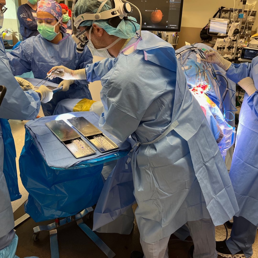 GammaTile's tweet photo. Proud to announce! Dr. Herschman, Dr. Hatoum &amp; Dr. Garcia at @HCAFLHealthcare  pioneered #GammaTile®, FDA-cleared #brachytherapy, a breakthrough in #braintumortreatment delivering #radiation at surgery to eradicate residual #tumor cells. Know more:https://t.co/v1yP3q6B2i https://t.co/Us1Wfe1m2h