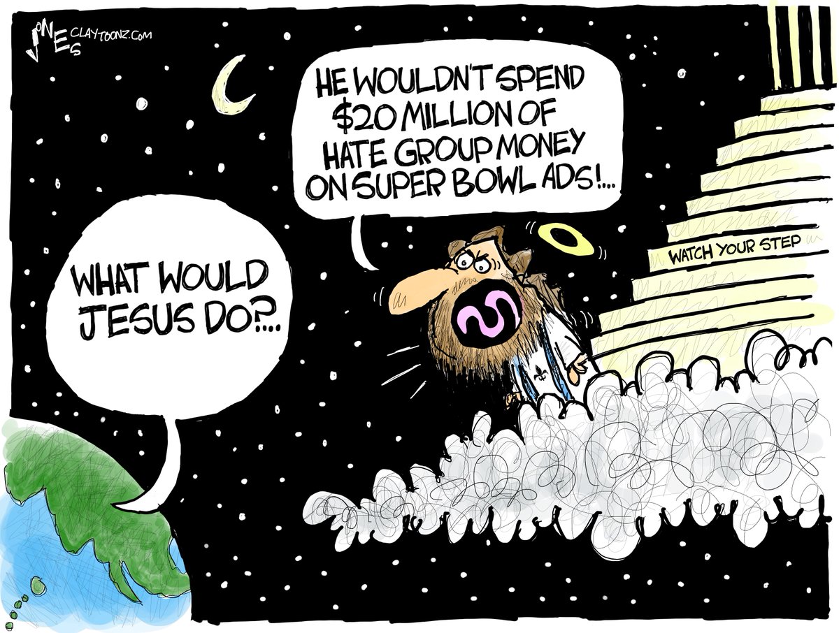 claytoonz's tweet photo. I saw way more Jesus ads than I saw of Taylor Swift during the Super Bowl.  #Jesus #HeGetsUs #SuperBowl #SuperBowlCommercials #HateGroups #HobbyLobby #FootWashing #ProChoice #Abortion #LGBTQ https://t.co/h1AZDuI4Lg