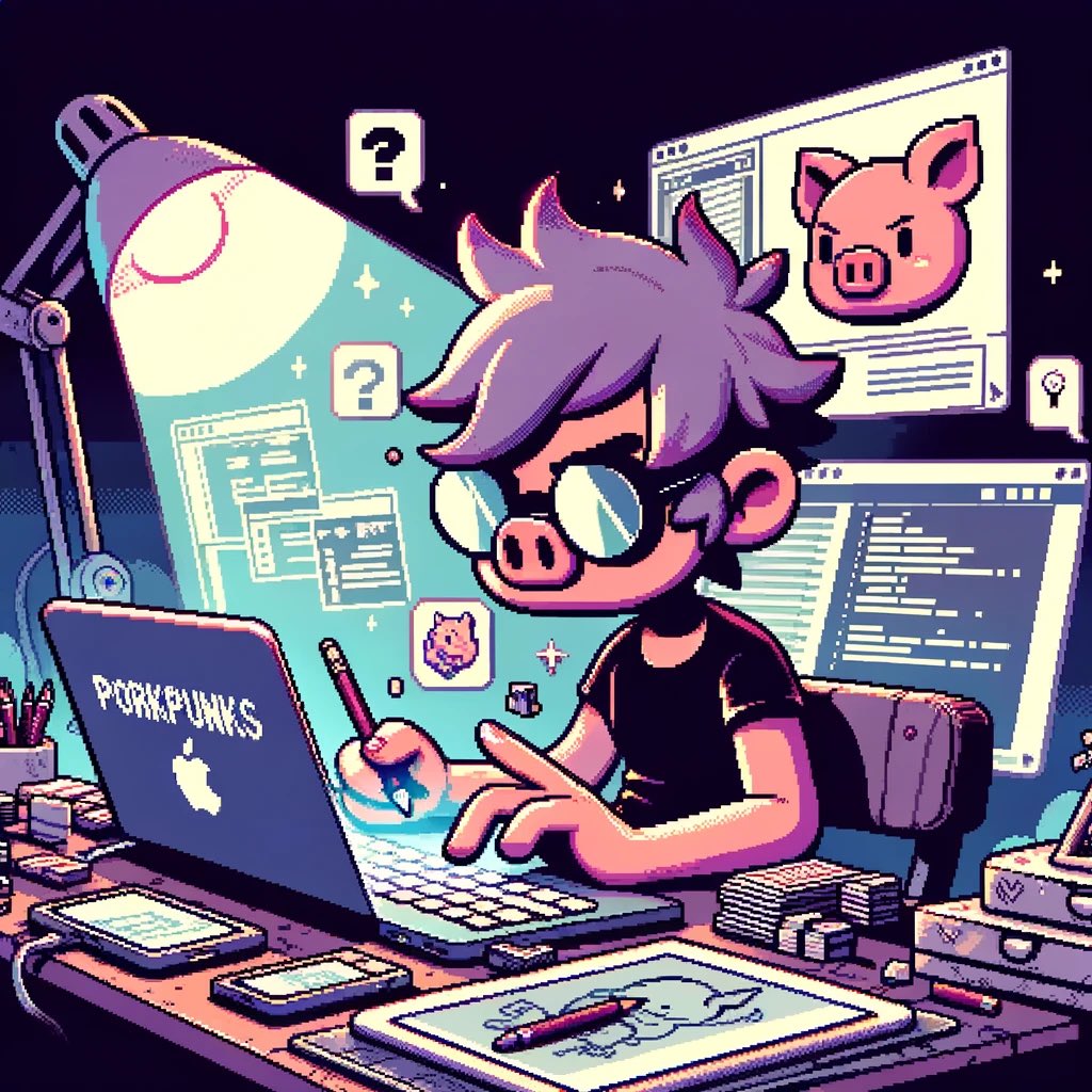 PorkPunks (Minting Soon..) (@porkpunks) on Twitter photo Behind every #PorkPunks pixel, there’s a plan. 📐💡 
From sketch to screen, we’re designing a world of punk perfection. Creativity in coding, art in every algorithm. It’s all about the details, one pixel at a time!  💻🐷
#Ethscriptions Behind every #PorkPunks pixel, there’s a plan. 📐💡 
From sketch to screen, we’re designing a world of punk perfection. Creativity in coding, art in every algorithm. It’s all about the details, one pixel at a time!  💻🐷
#Ethscriptions