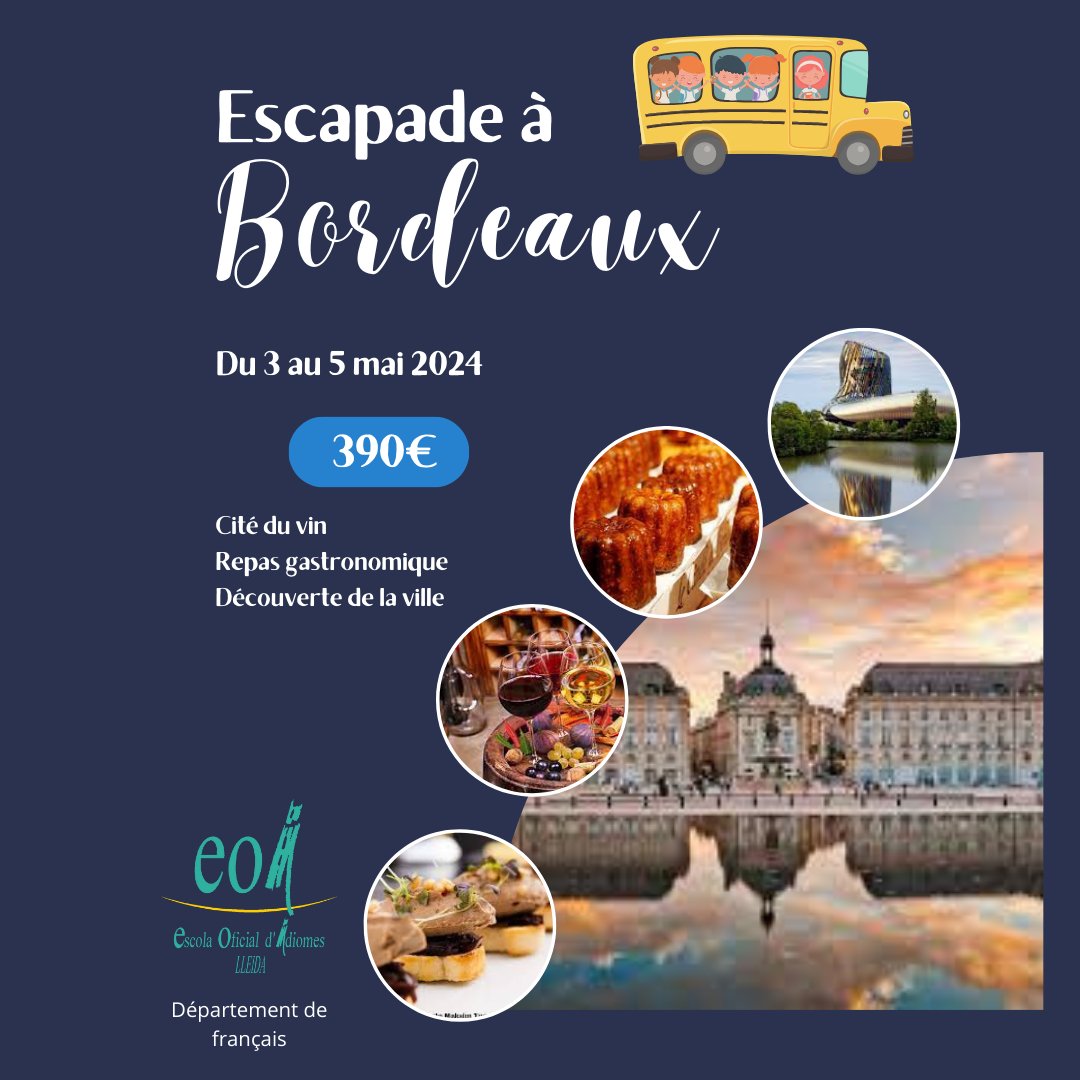 On part à Bordeaux du 3 au 5 mai, vous venez?
