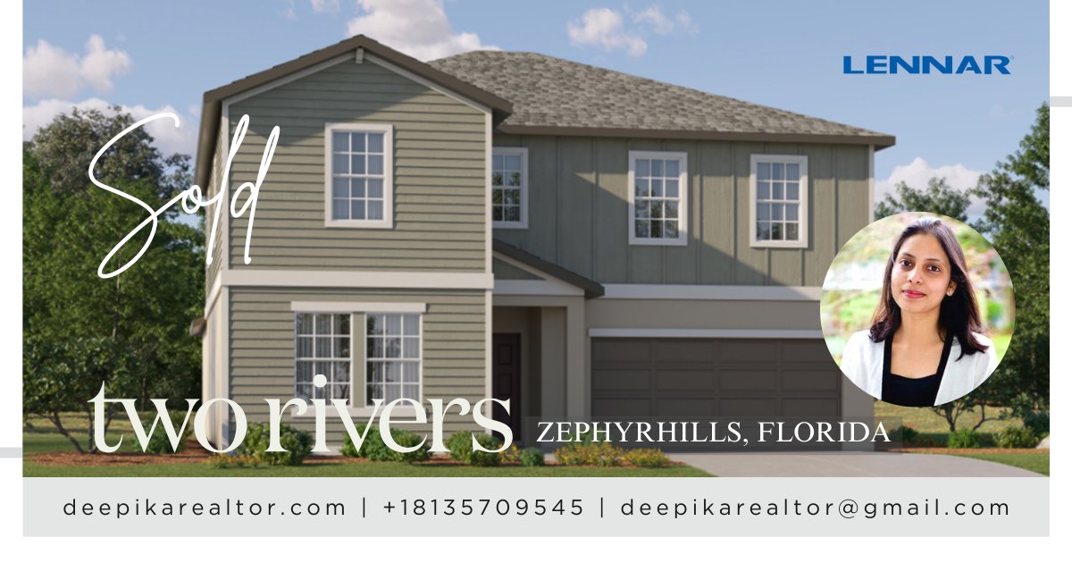 DeepikaRealtor's tweet photo. 🎉 Sold!  Successfully closed on a beautiful new home built by Lennar Homes 🏠 at Two Rivers Community in Zephyrhills, Florida! 🌞🌴🏖️
If you’re looking to buy or sell, I’m here to help! Please reach out anytime. 📱
#lennarhomes #tworiverscommunity #zephyrhillsflorida #ZephyrhillsNewHomes #ZephyrhillsRealEstate #DeepikaRealtor #tamparealtor #ZephyrhillsRealtor #WesleyChapelRealtor #JustSold