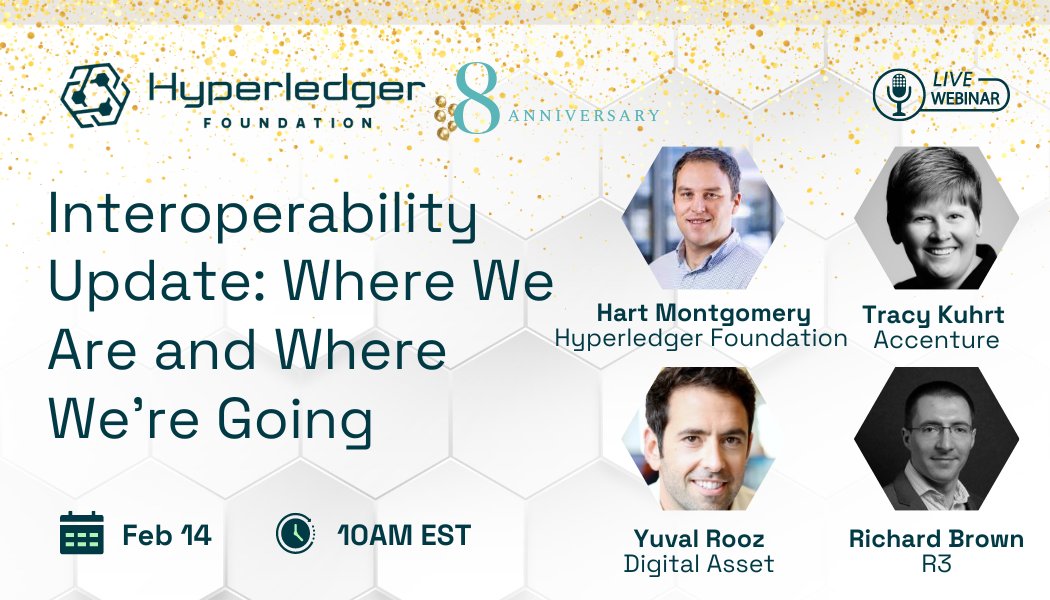 Only 1 day to go until the 8th Anniversary of the @Hyperledger Foundation, marking an era of significant advancement in enterprise-grade #blockchain technologies. Register now for the anniversary webinar and hear from R3's @gendal on #interoperability: bit.ly/3OzGFoB