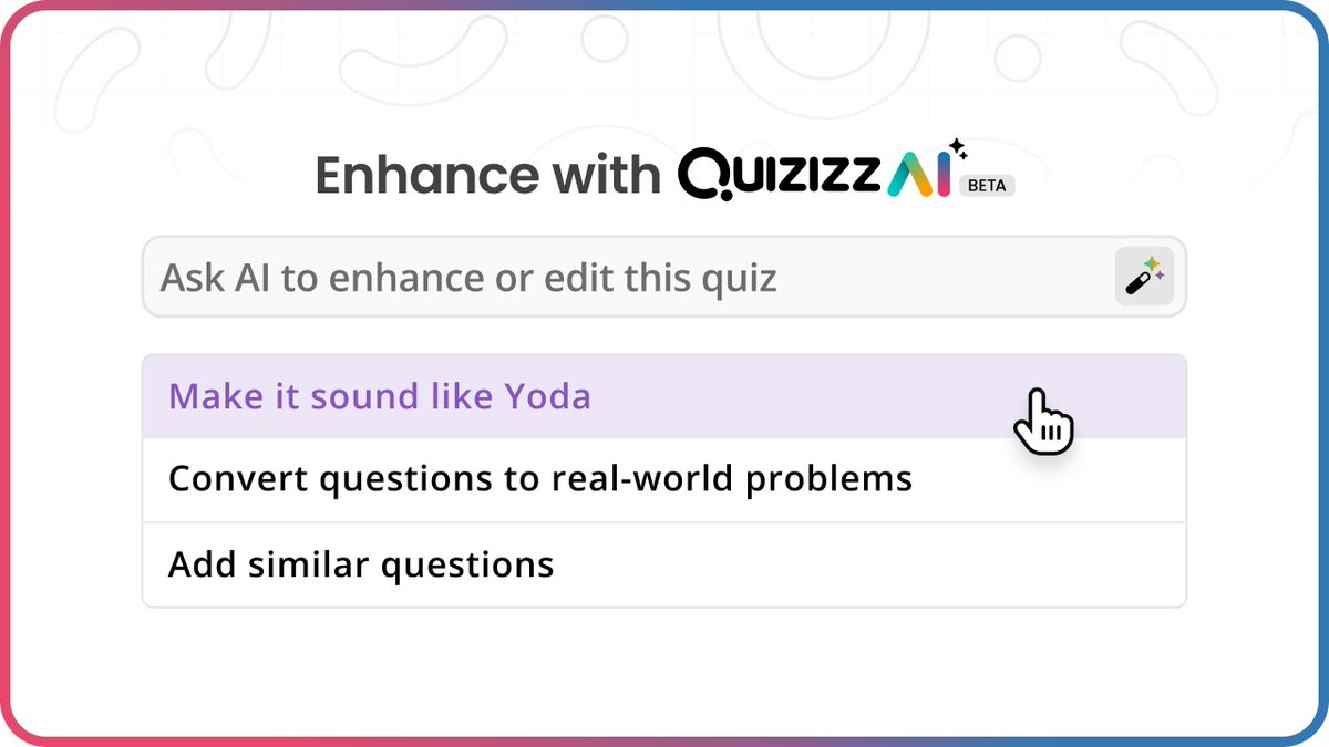 💜 Loving how #QuizizzAI opens up new ways to enhance quizzes for greater accessibility & engagement. It's now so easy to make questions clearer, more relevant, or even more creative—ensuring learning is fun and accessible for everyone. 💫 #youcanwithquizizz @KyleNiemis @Quizizz