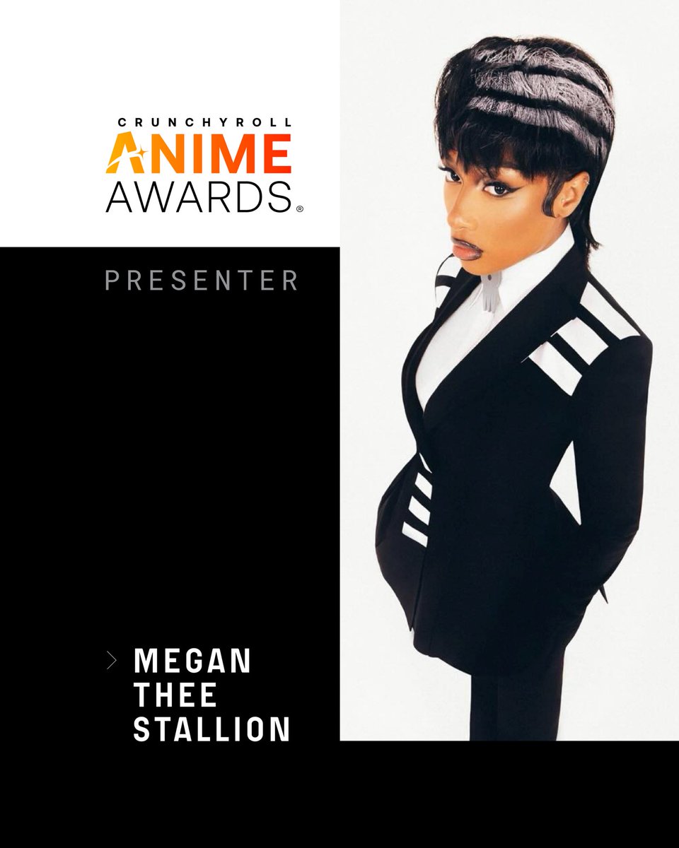 theestallion's tweet image. Anime Hotties, I'll be presenting at this years @Crunchyroll @TheAnimeAwards. Tune into the show on Mar 2 at 6PM JST / 1 AM PST. For more information on the awards got.cr/meg #CrunchyrollPartner