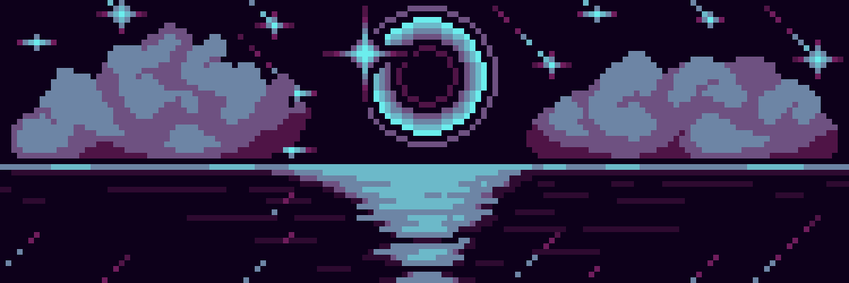 Garl0m's tweet photo. Made this kind of starry sky reflecting on water thingy, wanted to try mixing some colours a lil more, and ended up with this~

#pixelart https://t.co/Ns7CtVLOvW
