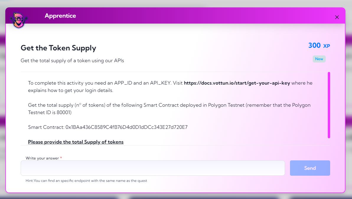 Web3 Crypto Tutorial for Dummies
1-6
No soy #developer pero he podido consultar el saldo de una wallet con la ayuda de las API's de <a href="/Vottun/">VOTTUN🌐🔗</a> 
Os dejo un paso a paso de cómo hacer una consultar con #postman y poder ganar XP para el token $VTN 
más en: vottun.com