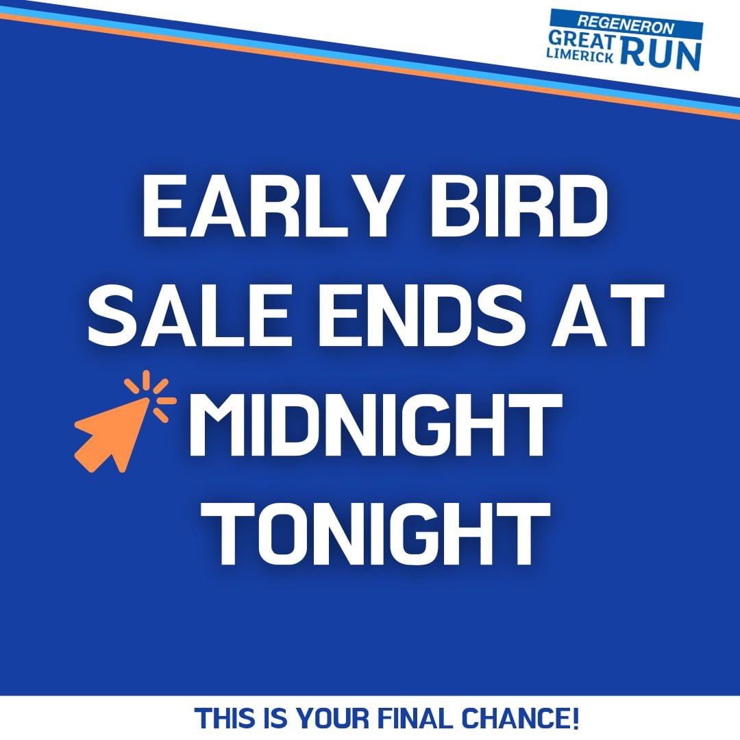 Today is the last day of our Early Bird sale! 📣📣 - Sign up and join us May 5th! 🏃🏃🏃 - Sign up: eventmaster.ie/event/6xWYIEpT… 👈