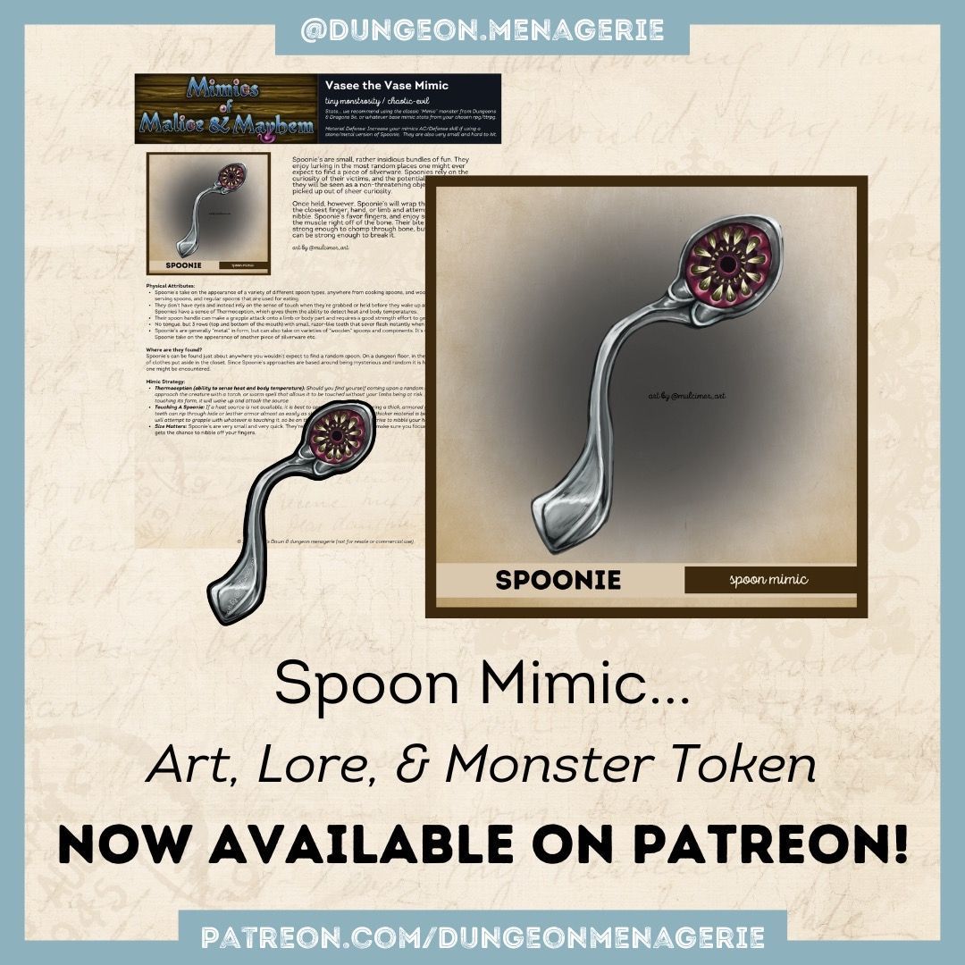 Mulcimer's tweet image. The spoon is here! The Spoon mimic is one of the most mischievous mimics that we have in our gallery. 

Check out more about the spoon mimic here: buff.ly/42zrUrD

Please consider following and joining! We’re still making content WITHOUT AI garbage!