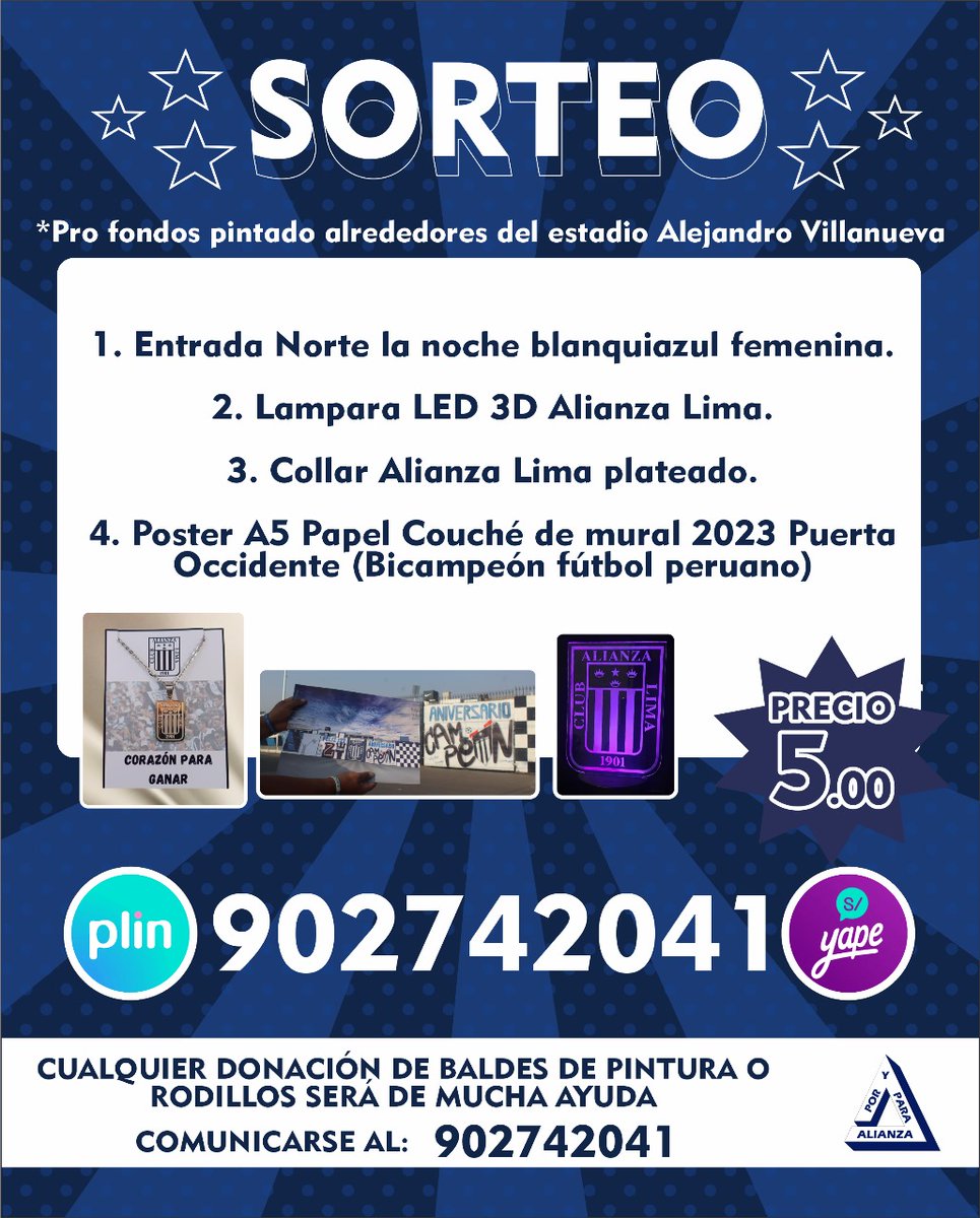 Aún tenemos la rifa activa. Tu rifa también ayudará para imprimir un tiraje de mil folletos con información vital sobre nuestro Tetracampeonato.

Además, se añadieron: 1 entrada norte para la NB Femenina y una copia del Libro la Revancha del Pueblo gracias al Blog Íntimo. 

RT.