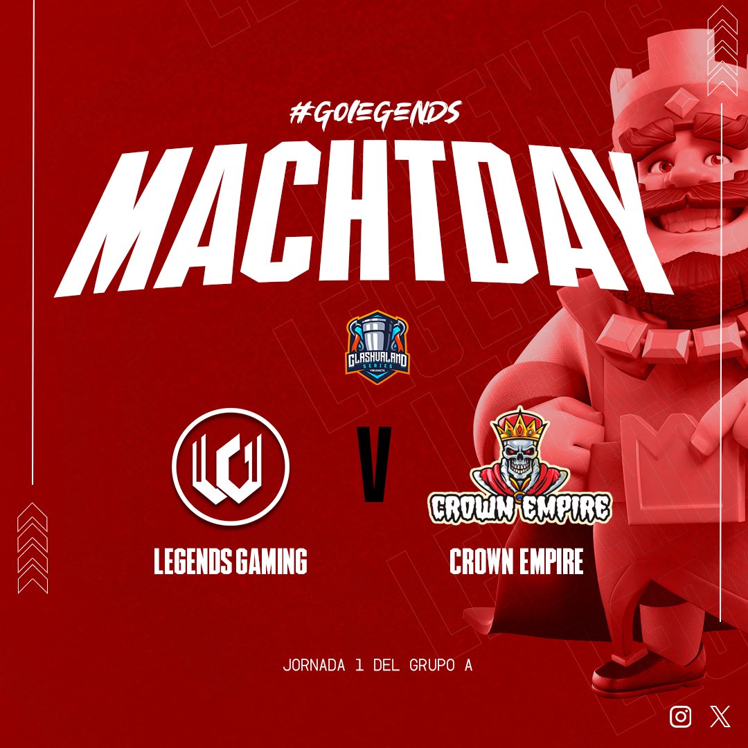 ⬜MATCH DAY🟥

Cracks!! Hoy nos espera una nueva misión que inicia aquí, a derrochar magia leyendas✨. 507 la Marka😎🔥🇵🇦

🏆<a href="/Clashvaland/">Clashvaland Series</a>
🆚️ <a href="/eCrowEmpire2/">Crown Empire 2</a>
📌Jornada 1
⏰ 8:00h 🇵🇦
#GoLegendsgaming ❤
