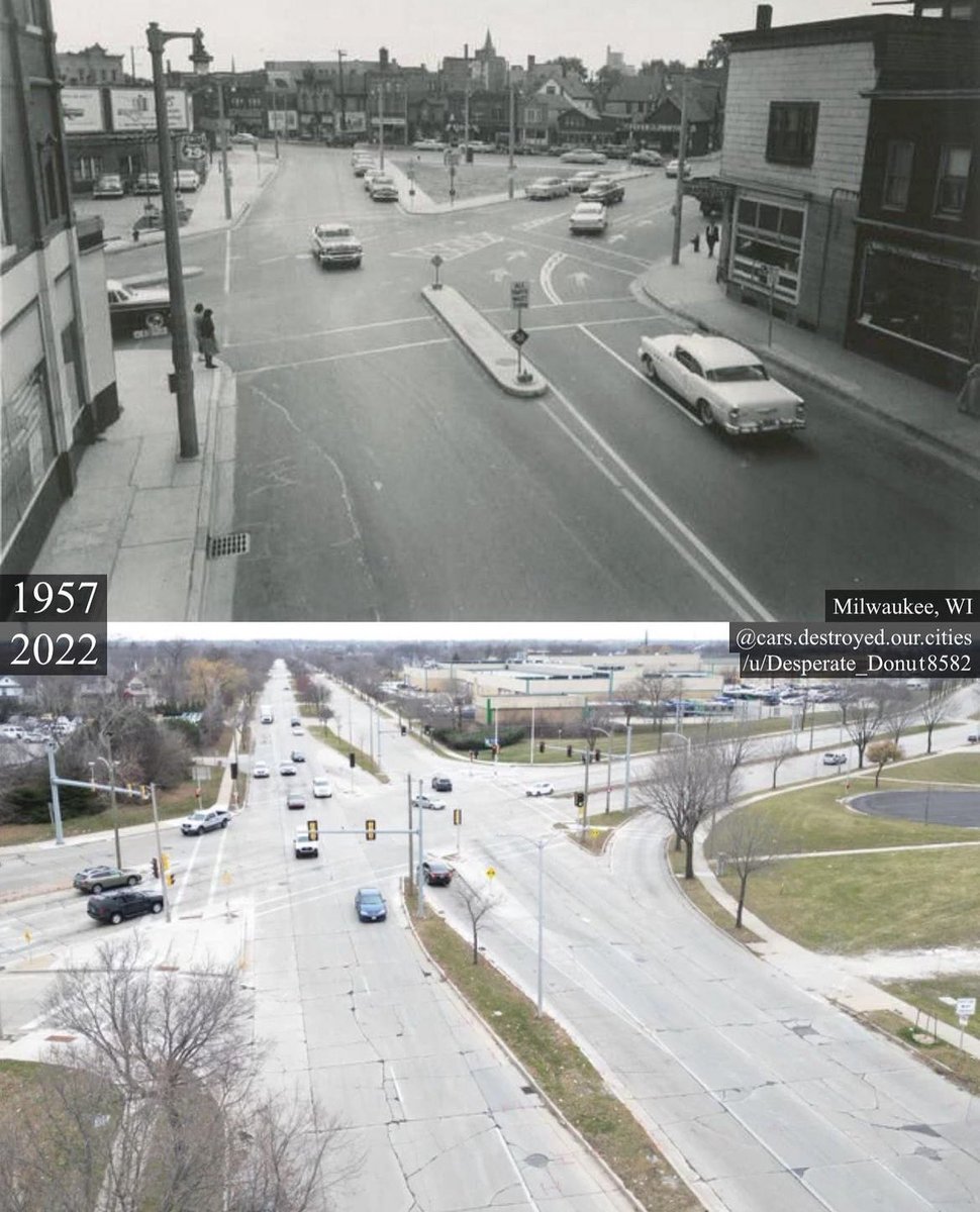 Du Lac Ave & Walnut St, Milwaukee. 1957 vs 2022