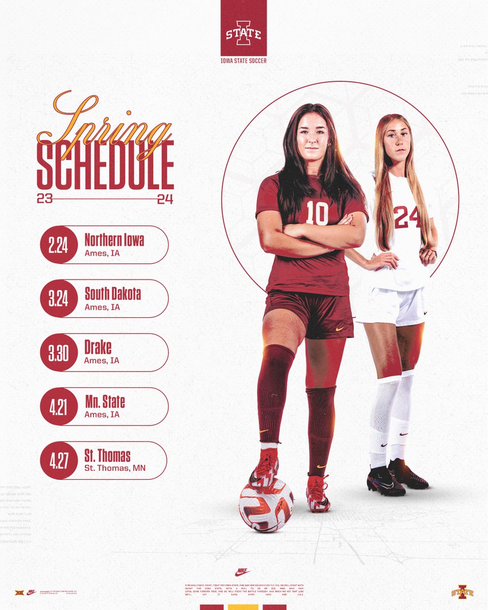 Iowa State Soccer (@cyclonescr) on Twitter photo ๐๐ฎ๐ฌ๐ญ ๐๐ซ๐จ๐ฎ๐ง๐ ๐ญ๐ก๐ ๐๐จ๐ซ๐ง๐๐ซ ๐
๐ฐ bit.ly/49v6qhN
๐ช๏ธโฝ๏ธ๐ช๏ธ ๐๐ฎ๐ฌ๐ญ ๐๐ซ๐จ๐ฎ๐ง๐ ๐ญ๐ก๐ ๐๐จ๐ซ๐ง๐๐ซ ๐
๐ฐ bit.ly/49v6qhN
๐ช๏ธโฝ๏ธ๐ช๏ธ