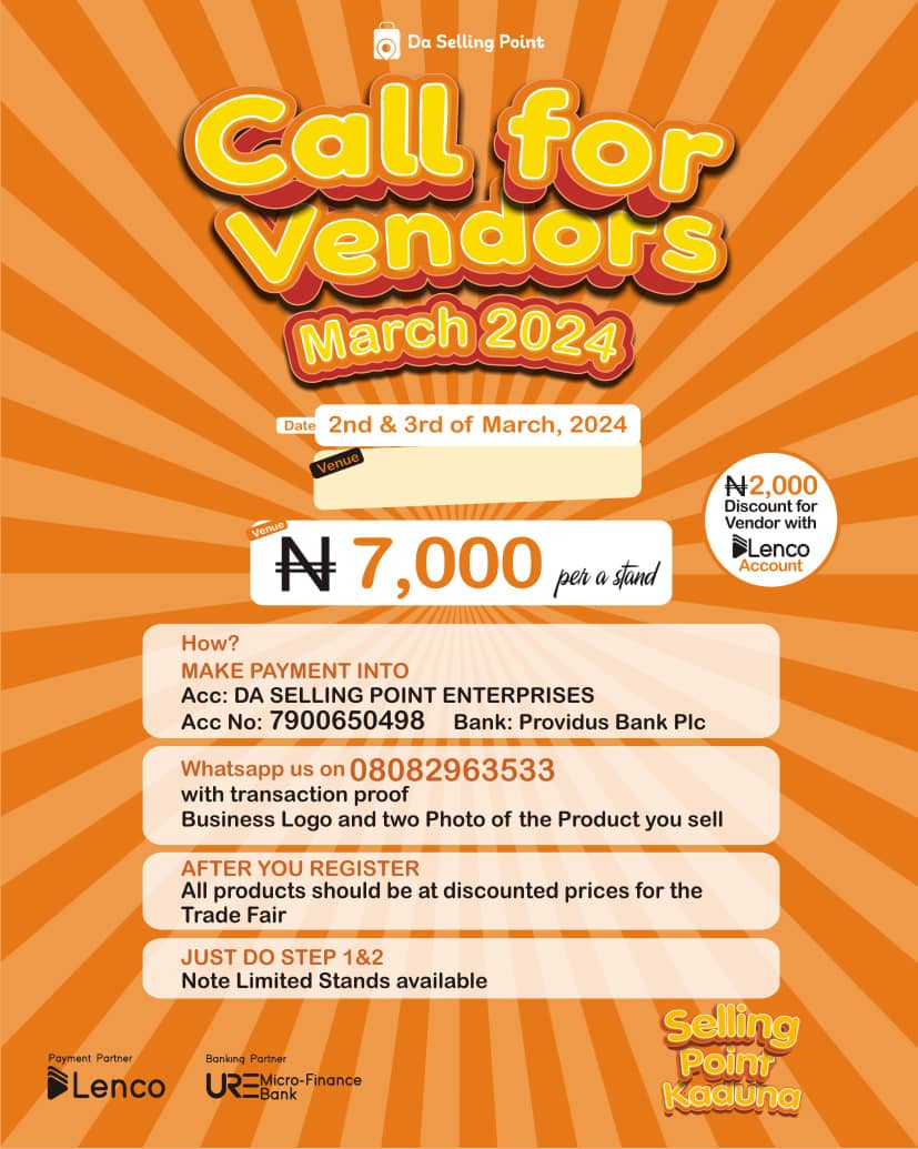 AndyjnrUmaru's tweet photo. You missed the last edition of the selling point, worry not, the next edition will be bigger and better.
Testimonials are everywhere and we're calling for vendors for the March edition!
#sellingpoint https://t.co/cK8YsQNyp9