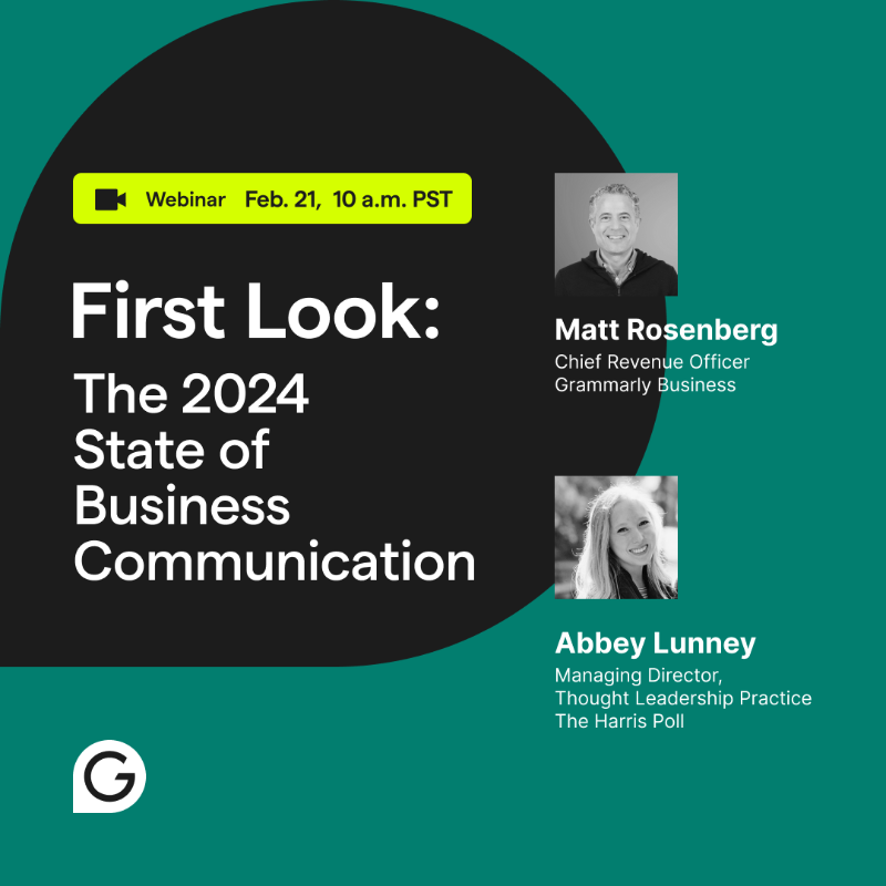 Superhuman's tweet photo. The 2024 State of Business Communication report is almost here! 📣

Join our webinar on Feb. 21 for exclusive early access and insights on how gen AI is transforming workplace communication. RSVP below. 👇
