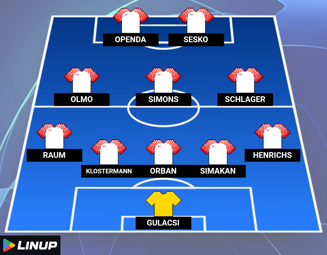 LinupApp's tweet image. La composition officielle de Leipzig pour affronter le Real dans ce match de #ChampionsLeague

#RBLRMA ⬇️