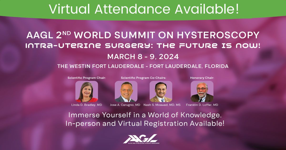 Don't let distance stand in the way of your professional development! Join us VIRTUALLY for the 2nd World Summit on Hysteroscopy and gain valuable insights without leaving your home or office. Register now! buff.ly/419rNSQ #AAGL #MIGS #GYNfluencers #FMIGS @FMIGS1