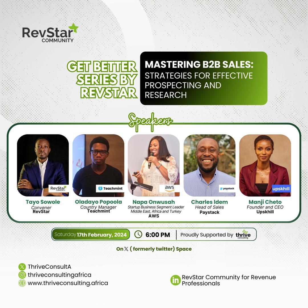 RevstarCom's tweet photo. 🚀 Get Ready to Join us for the #GetBetterSeries and unlock the secrets to effective sales and B2B prospecting! on  Feb 17th 🕕 Time: 6:00 PM

Use the link

https://t.co/J9NiRwex39

Don't miss out on insights from industry leaders!
 #RevStarComm  #SalesTips #B2BProspecting 🚀 https://t.co/5F7I2Prqhp