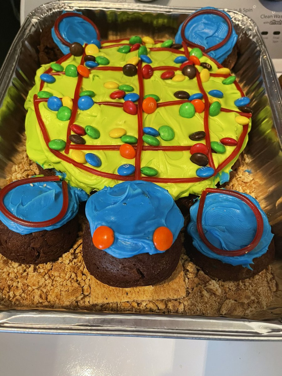 Only1Jantz's tweet photo. The #TurtleCakeTakeover continues @Blutman27 - this time I did it for charity.
We even got some grand cracker sand for the little guy. https://t.co/z6bLCIvFqJ