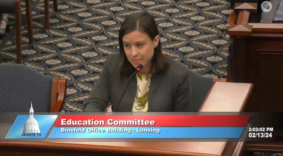 MSU College of Education Special Ed Professor Dr. Adrea Truckenmiller @TruckTrucks MI Senate Ed Committee on Literacy for All bills SB 567 &amp; 568 - "We need to screen for reading difficulties in elementary but teachers need the resources to measure it the right way. " #miched