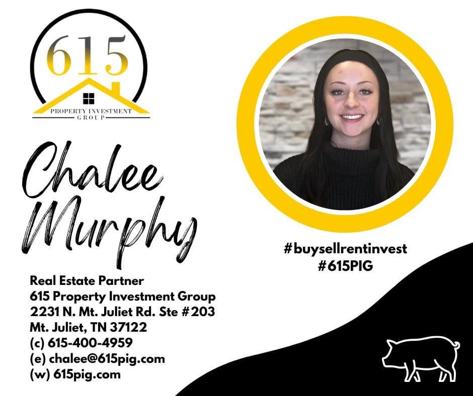 615pig's tweet photo. 🚨Quick team update! Please help us welcome a team member to the 615 Property Investment Group family this week.
🎉🎉Welcome Chalee Murphy! Chalee is a Realtor and our newest Real Estate Partner. Please send Chalee a warm welcome this week at chalee@615pig.com. #realtor #615pig https://t.co/jTmKye7Ne2