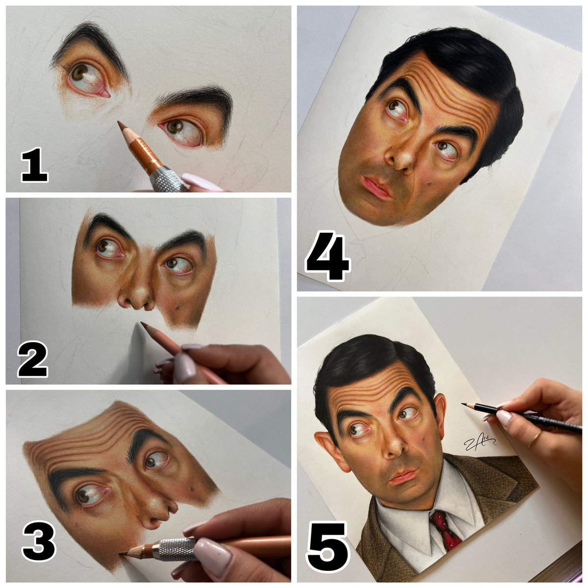 🔹The stages of drawing Mr. Bean

Video link 🎥➡️youtu.be/dIPTFRQVeGc?si…

🔻On my YouTube channel 🎨✍🏼

#mrbean #MrBeast #RowanAtkinson #YouTube #art #drawing #coloredpencil #painting #portrait