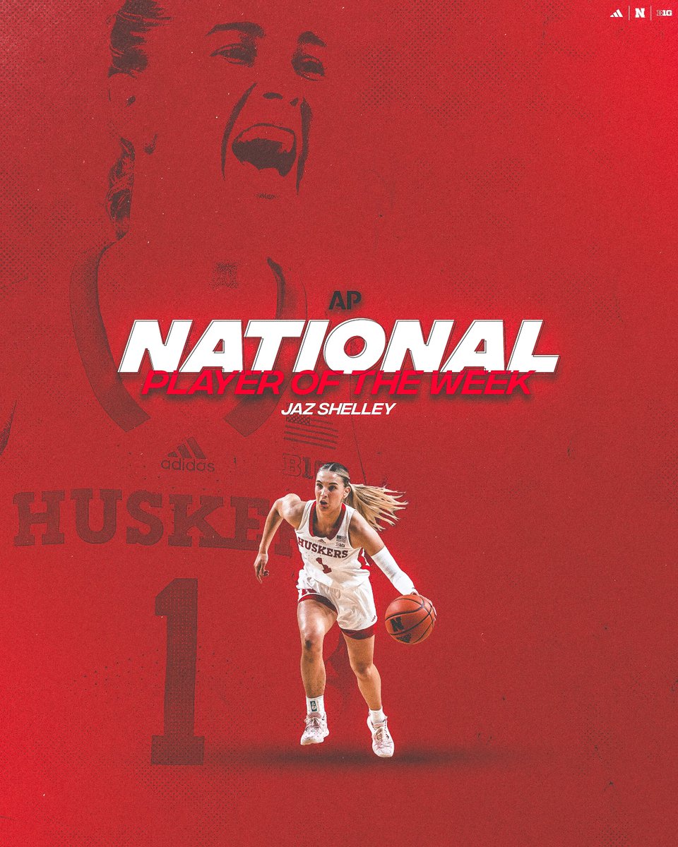 👑 HER. @JazShelley is the first Husker ever named AP National Player of the Week.