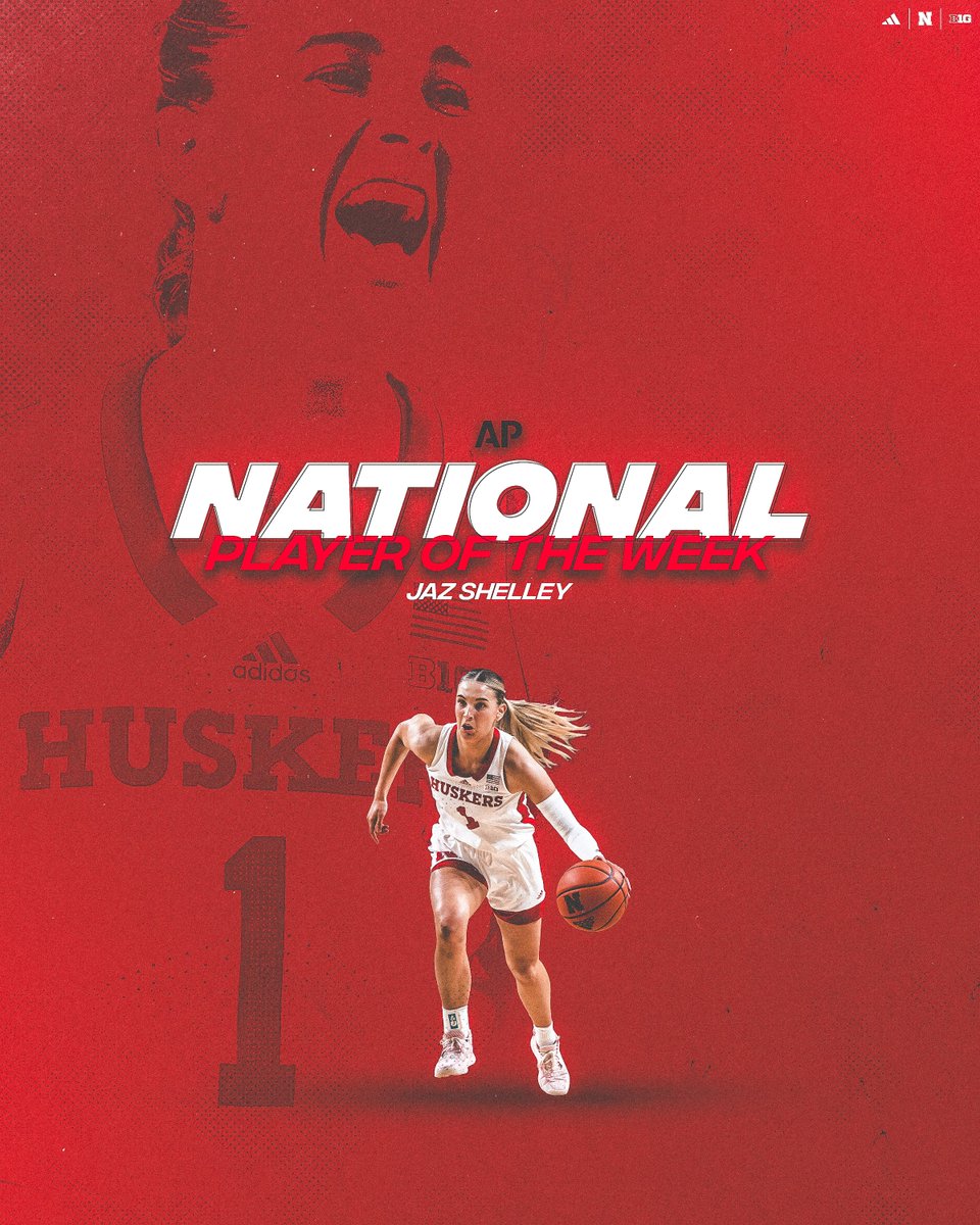 HuskerWBB's tweet photo. 👑 HER. 

@JazShelley is the first Husker ever named AP National Player of the Week. https://t.co/hzHLOW4Kcl