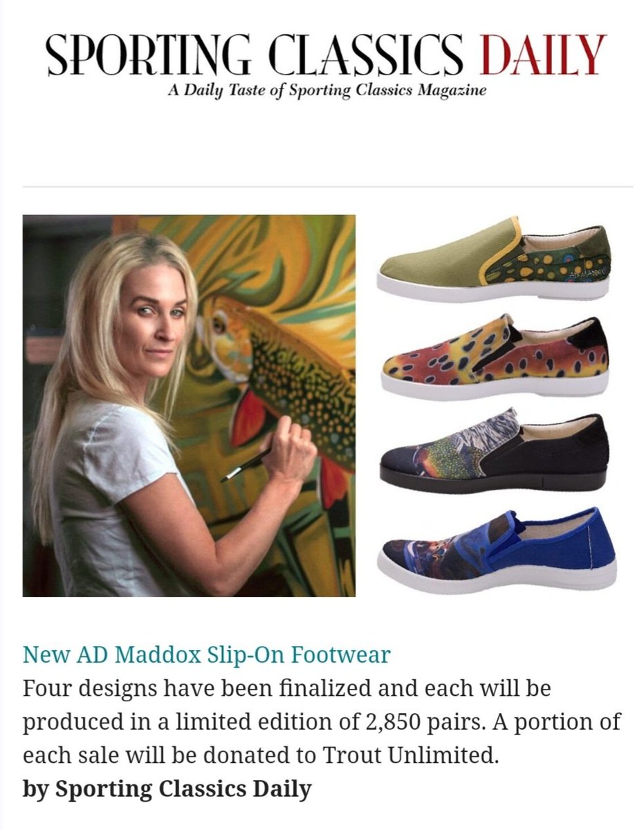 Great write up in Sporting Classics! 😍
These shoes are available at admaddoxshoes.com 

#admaddoxstudios #admaddoxart #artmerch #sliponshoes #flyfishingart