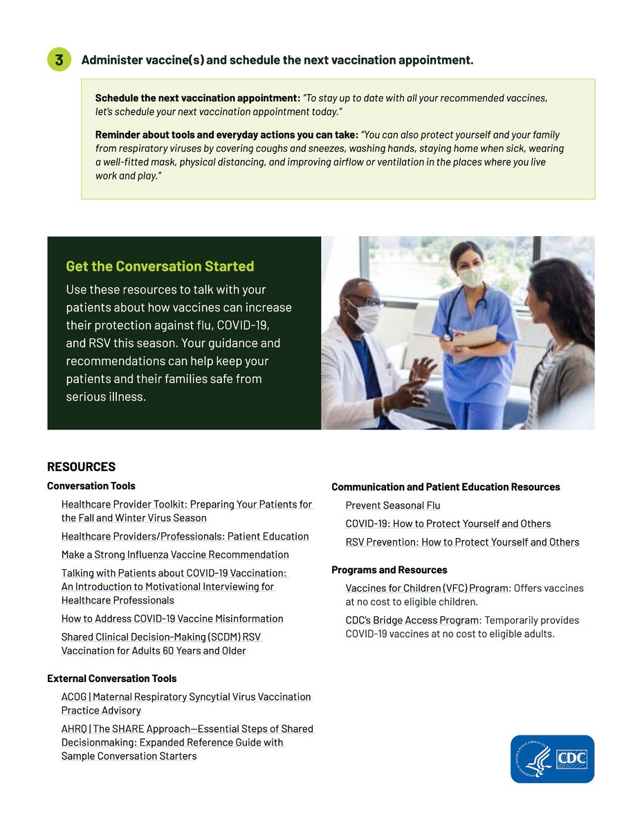 Providers: Need tips for talking to your patients about how to protect themselves during respiratory virus season? Check out this useful @CDCgov conversation guide: bit.ly/3U7clVH