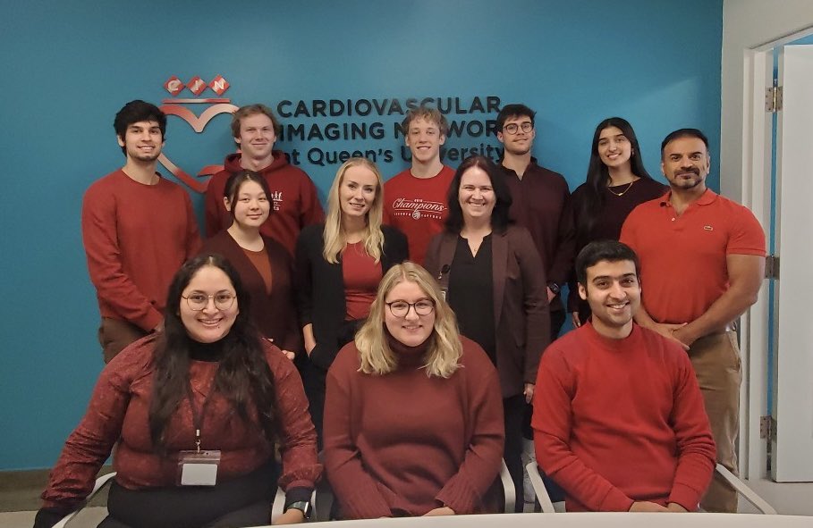 The @cinq_lab supporting #WearRedCanada today because #HerHeartMatters 🫀 follow the @CWHHAlliance for ways you can support women’s heart health