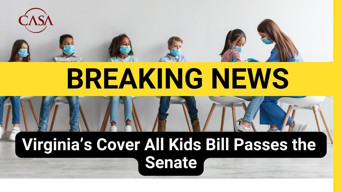 CASAforall's tweet image. Senate Bill 231, #CoverAllKids, passes out of the Senate, and now moves to the House for consideration. A step forward in ensuring ALL Virginia children have access to essential healthcare! 🩺 #VAleg