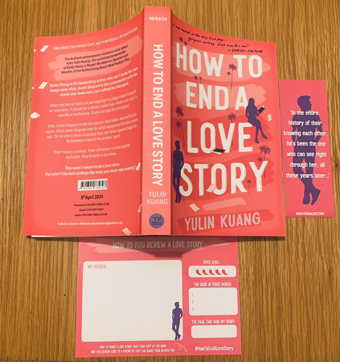 Huge thanks @TallulahLyons & @HodderFiction for this fabulous proof of #HowToEndALoveStory by #YulinKuang

Emily Henry describes it as, “one of the sexiest, smartest, funniest, and most effective novels…”

I can’t wait to read it! 

❣️ Out 9th April ❣️

#booktwitter