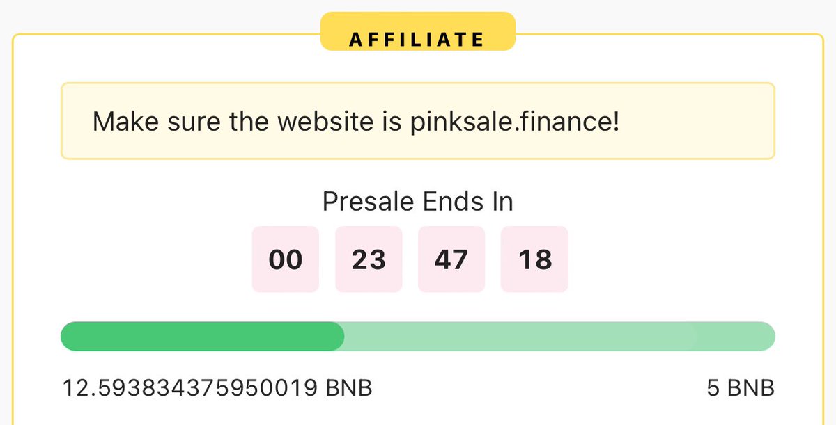 Almost 13 BNB! Next target 50 BNB ✅
#Pinksale #launchpad #DYOR Don’t be later, buy now on #Pinksale 🏃

🔗 pinksale.finance/launchpad/0x76…