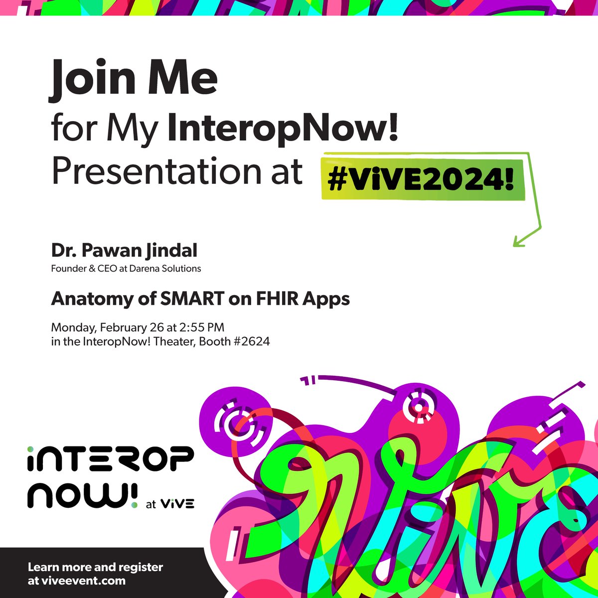 Join us at <a href="/theviveevent/">ViVE</a> for "Anatomy of SMART on FHIR Apps" on Feb 26, in InteropNow!  Learn the essentials of #SMARTonFHIR apps and how to build and connect FHIR apps with EHRs.  #VIVE2024 See you there!