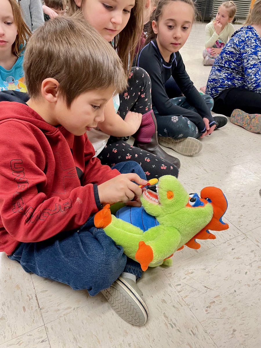 Learning dental hygiene to keep those smiles bright all year long. Today, Amsterdam Pediatric Dentistry visited our elementary students to share the basics of keeping our teeth healthy and strong. @FFCSsupt