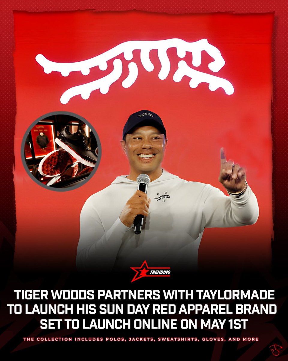 Protrending's tweet image. #TigerWoods made his new #SunDayRed line official last night showcasing his menswear collection, with women, and youth to follow. Are you coping?! #protrending