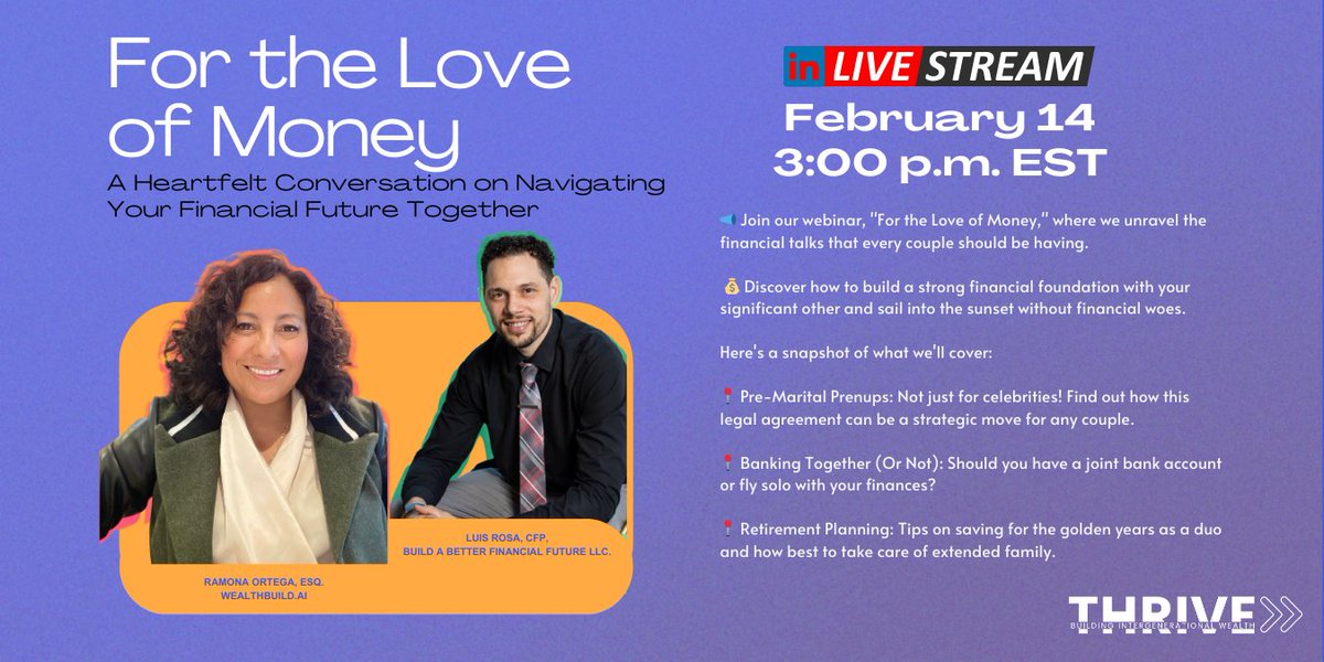 My Money My Future is hosting For the Love of Money. Make sure to attend it tomorrow. 
linkedin.com/events/forthel…  #THRIVECampaign #nasdaqfoundation #personalfinance #wealthbuilding