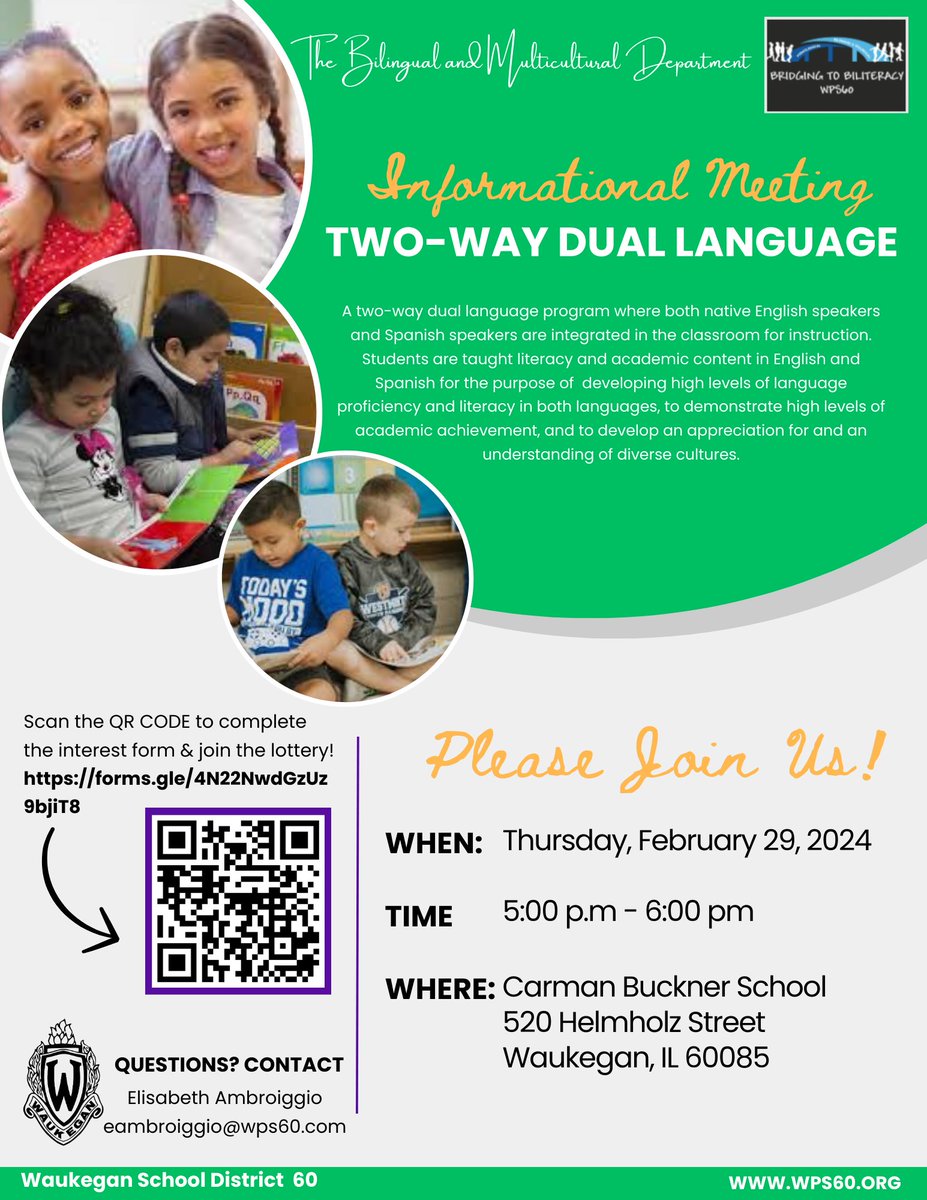 Our District's Bilingual and Multicultural Department will host another Two-way Dual Language program information session from 5 p.m. to 6 p.m. on February 29 at Carman-Buckner Elementary School. Read more: wps60.org/news/what_s_ne…